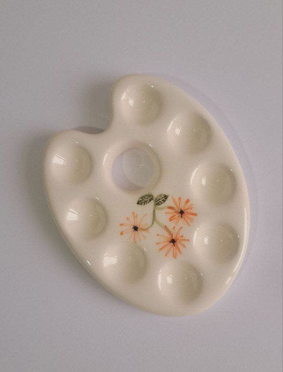 پالت سرامیکی تخم مرغی متوسط گل نارنجی