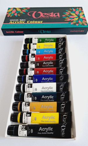 رنگ اکریلیک وستا نسل جدید 12 عددی حجم 21 میل