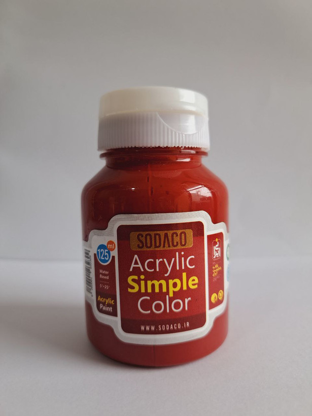 رنگ اکریلیک قرمز سیر سوداکو مدل Simple حجم 125 میلی لیتر
