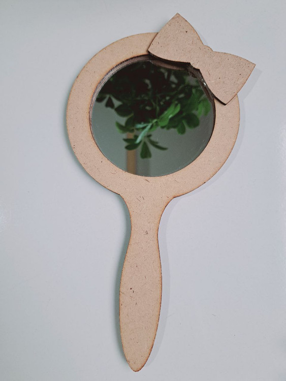 آینه دستی چوبی دخترانه پاپیون