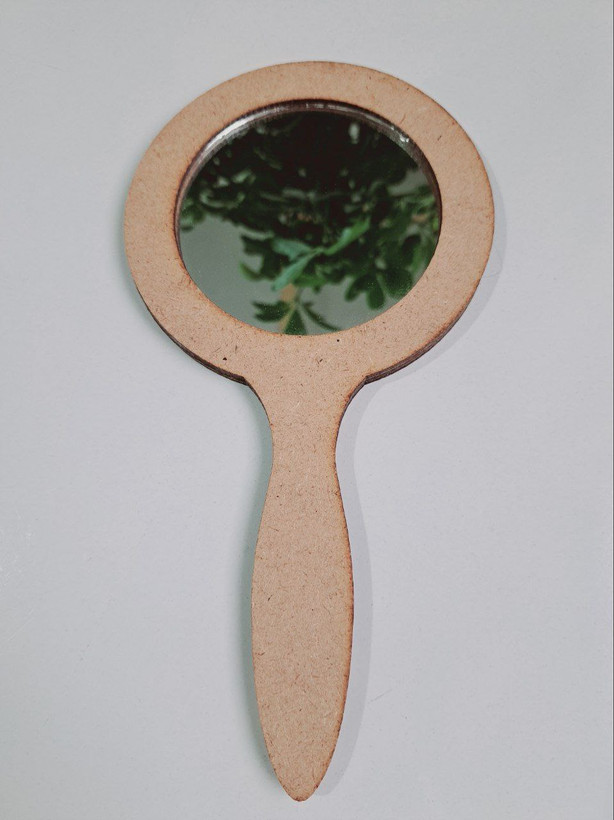 آینه دستی چوبی گرد