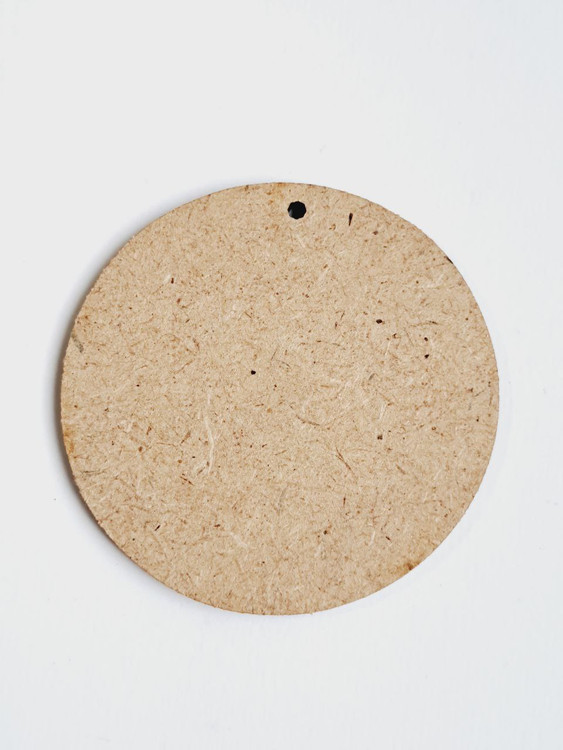 بیس چوبی گرد(دایره)خام سوراخ دار جاسوئیچی،گردن آویز سایز ۵در۵سانت