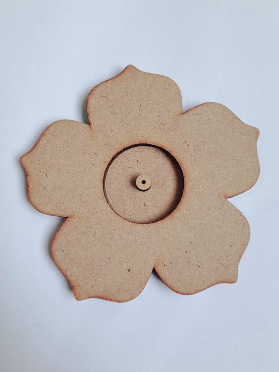 جاعودی چوبی خام گل پنج پر ۱۲ سانت(بیس چوبی)