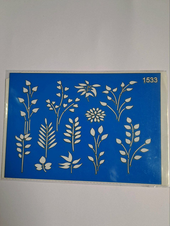 شابلون استنسیل هنری ساقه و برگ کد 1533سایز 20*14 (شابلون نقاشی)
