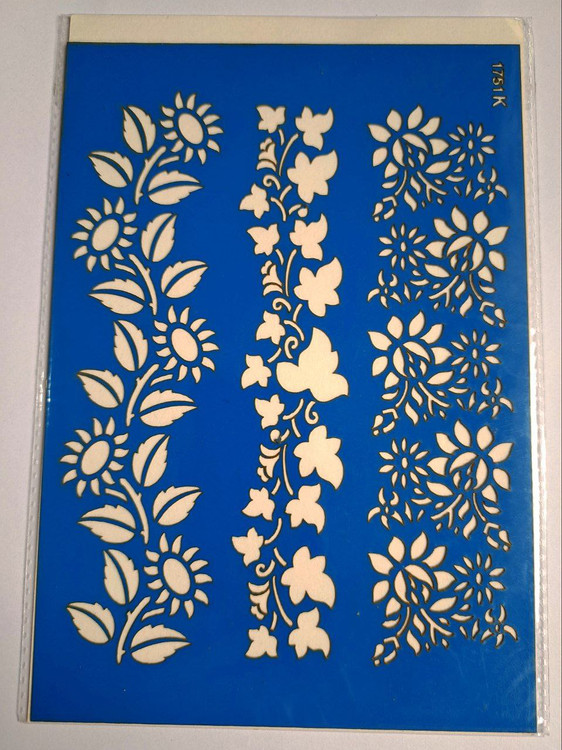 شابلون استنسیل هنری طرح حاشیه گل کد 1751 سایز 20*14 (شابلون نقاشی)