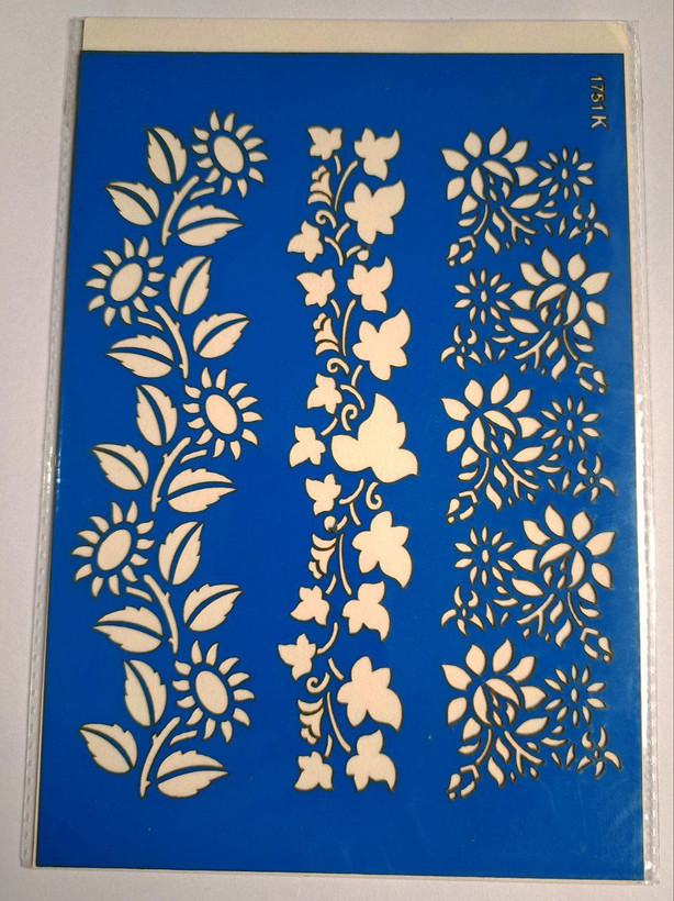 شابلون استنسیل هنری طرح حاشیه گل کد 1751 سایز 20*14 (شابلون نقاشی)