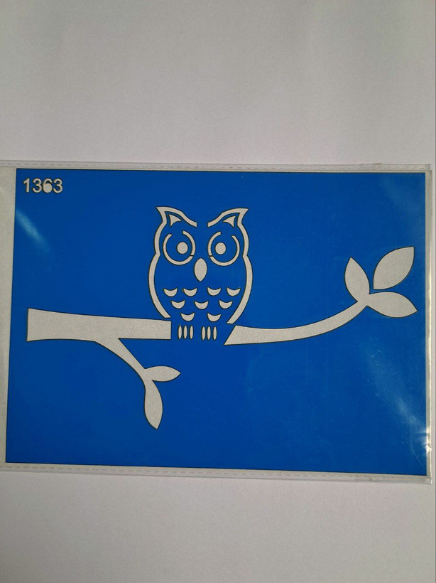 شابلون استنسیل هنری طرح جغد کد 1363 سایز 20*14 (شابلون نقاشی)