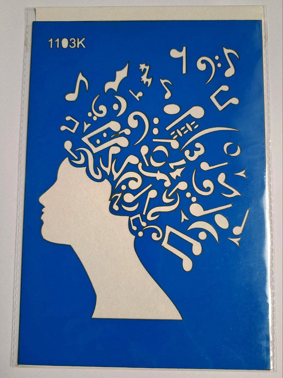 شابلون استنسیل هنری طرح نت موسیقی کد 1103سایز 20*14 (شابلون نقاشی)