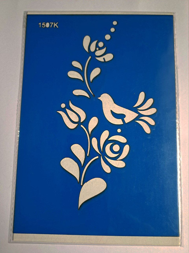 شابلون استنسیل هنری پرنده و گل کد 1507 سایز 20*14 (شابلون نقاشی)
