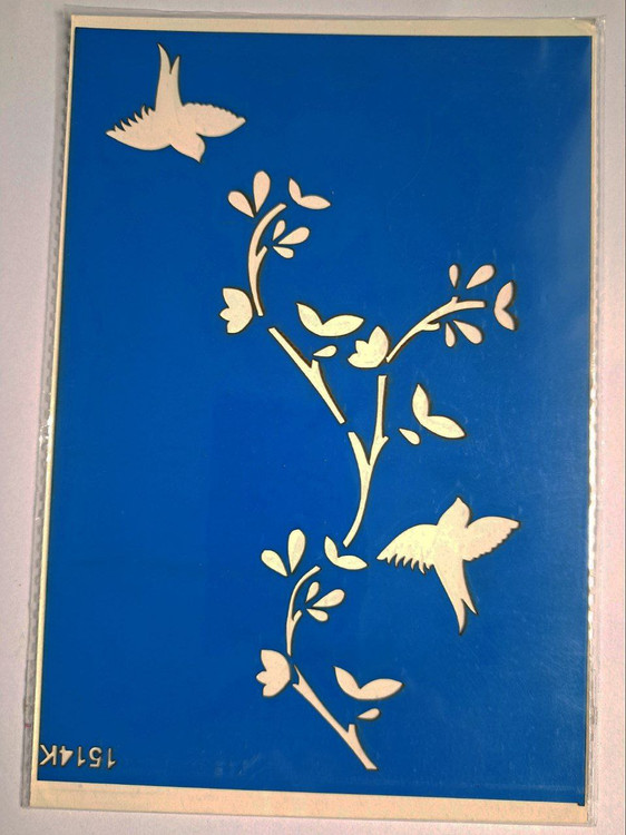 شابلون استنسیل هنری پرنده و گل کد 1514 سایز 20*14 (شابلون نقاشی)