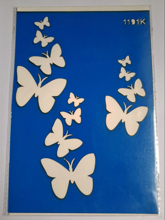 شابلون استنسیل هنری طرح پروانه کد 1191 سایز 20*14 (شابلون نقاشی دکوراتیو)