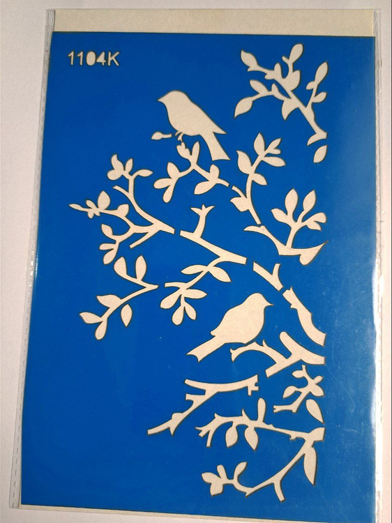 شابلون استنسیل هنری طرح درخت و پرنده کد 1104 سایز 20*14 (شابلون نقاشی دکوراتیو)
