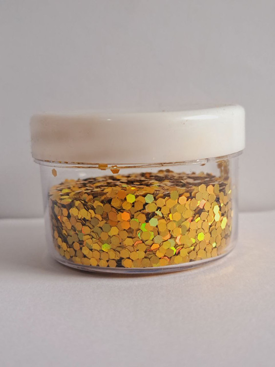 اکلیل هولوگرامی طلایی درشت(اکلیل هفت رنگ رنگین کمانی)اکلیل رزین اپوکسی