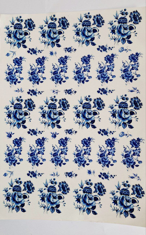 ترانسفر قلم آبی سرد طرح گل