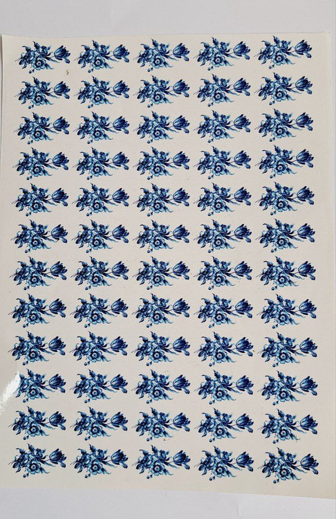 ترانسفر قلم آبی طرح گل سایز کوچک سرد کد 0530