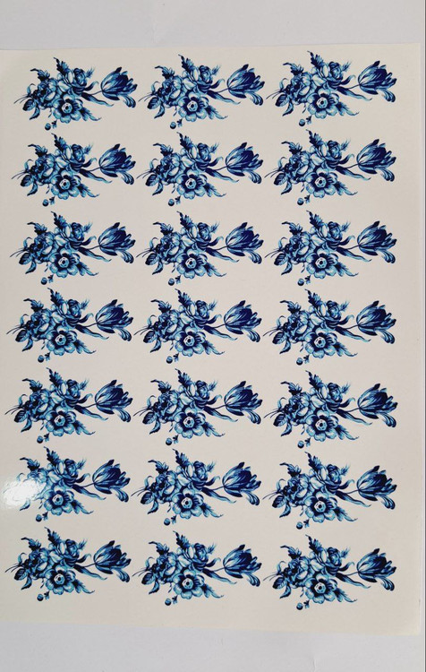 ترانسفر قلم آبی طرح گل سایز بزرگ سرد