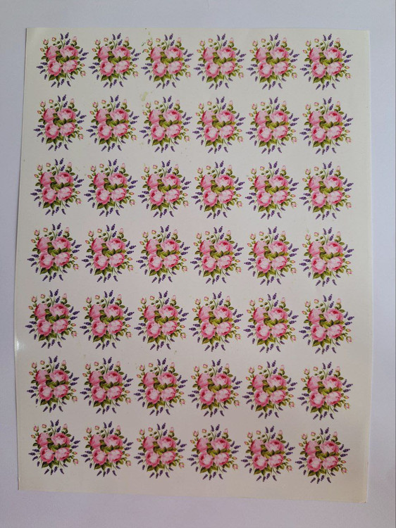 ترانسفر گل صورتی طرح دسته گل (ترانسفر سرد)