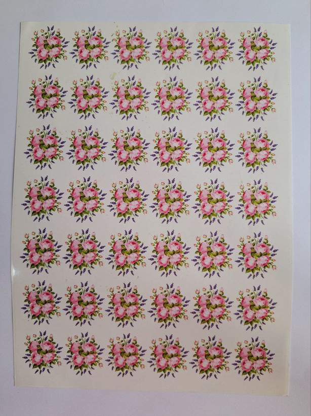 ترانسفر گل صورتی طرح دسته گل (ترانسفر سرد)