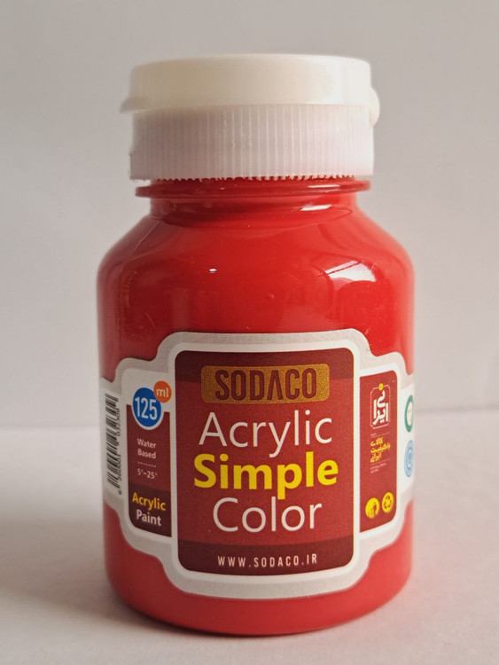 رنگ اکریلیک قرمز سوداکو simple حجم ۱۲۵میل