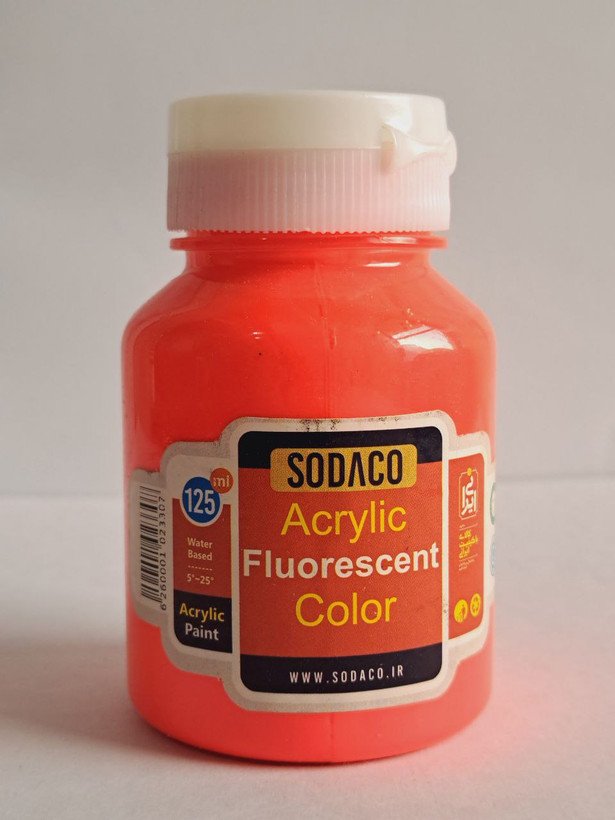 رنگ اکریلیک قرمز روشن فلورسنت سوداکو 125میل SODACO