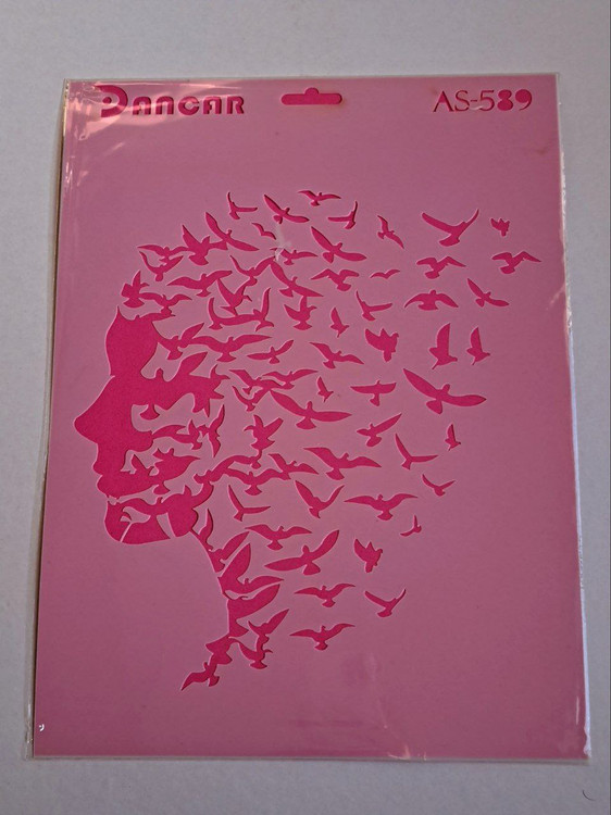 شابلون استنسیل هنری پرنده خیال کد 589 سایز 26 در 36 (شابلون نقاشی,شابلون طراحی)