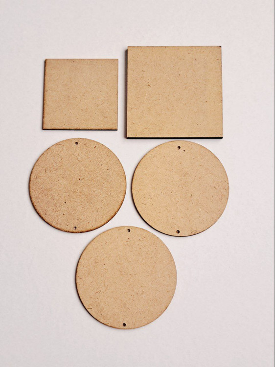 بیس چوبی خام دایره و مربع(پک ۵عددی)