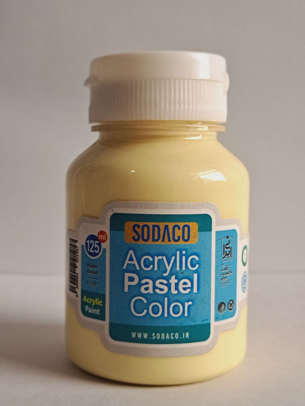 رنگ اکریلیک زرد روشن پاستلی سوداکو simple حجم ۱۲۵میل