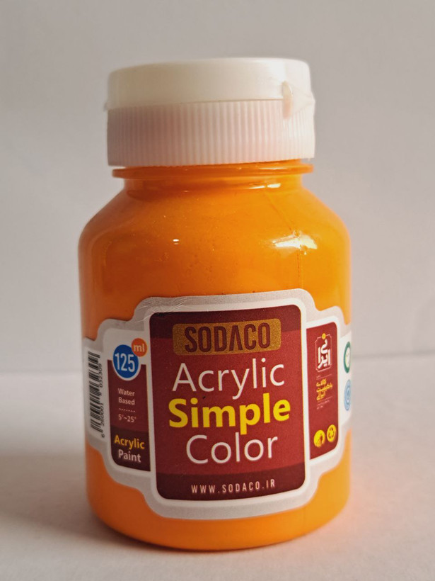 رنگ اکریلیک پرتقالی ساده سوداکو simple حجم ۱۲۵میل