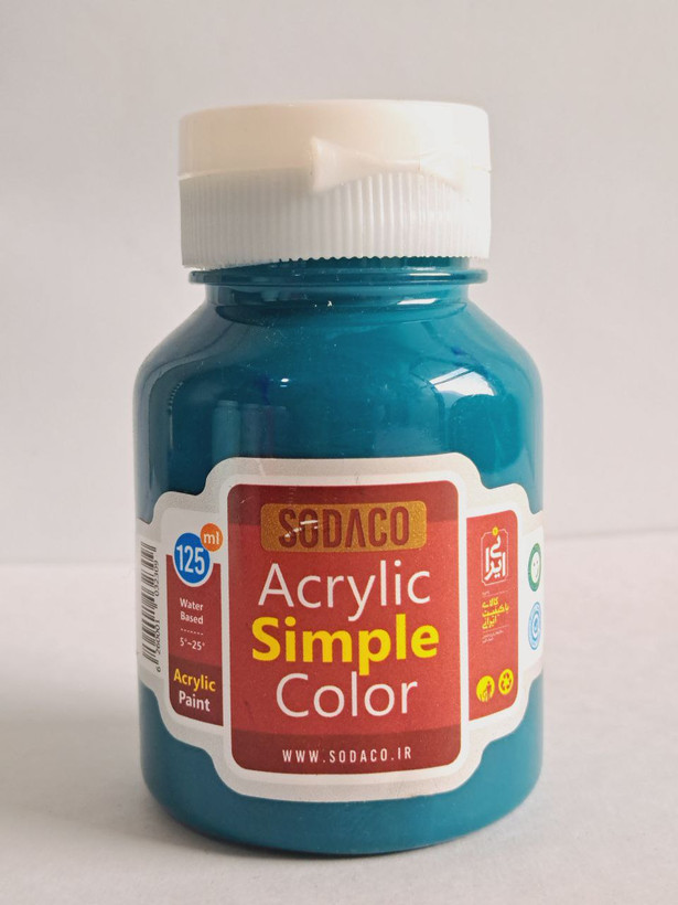 رنگ اکریلیک فیروزه ای مسجدی ساده سوداکو simple حجم ۱۲۵میل
