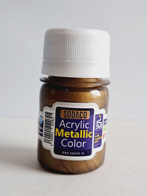 رنگ اکریلیک صدفی طلایی آنتیک متالیک سوداکو 30میل SODACO