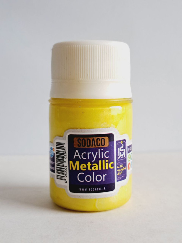 رنگ اکریلیک صدفی لیمویی متالیک سوداکو 30میل SODACO