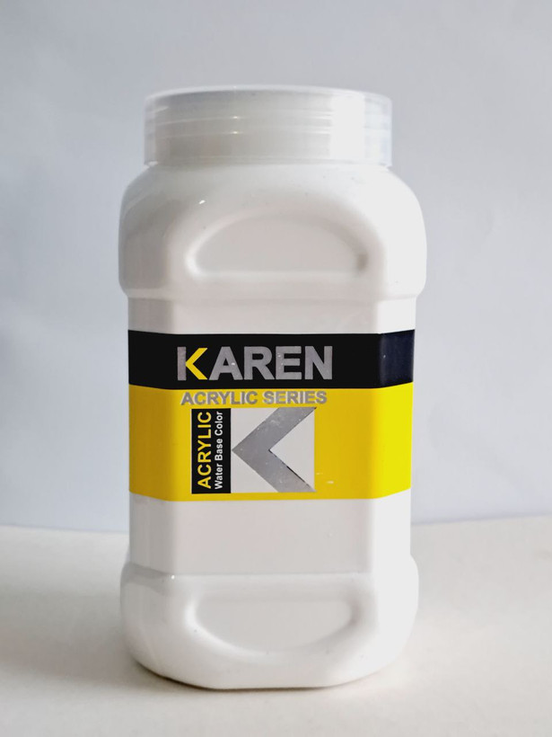 رنگ اکریلیک کارن سفید حجم یک کیلوگرم (رنگ هنری کارن)
