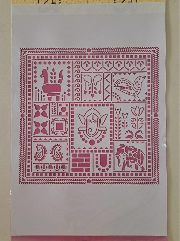 شابلون لیپان آرت طرح نقش و نگار کهن سایز ۶۰ * ۴۰